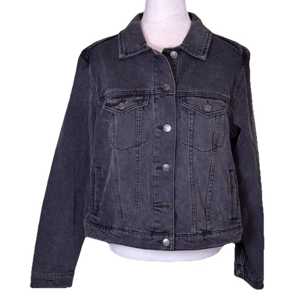 Women's Black Denim Jacket Grunge Alternative Streetwear‎ Normcore Size XL